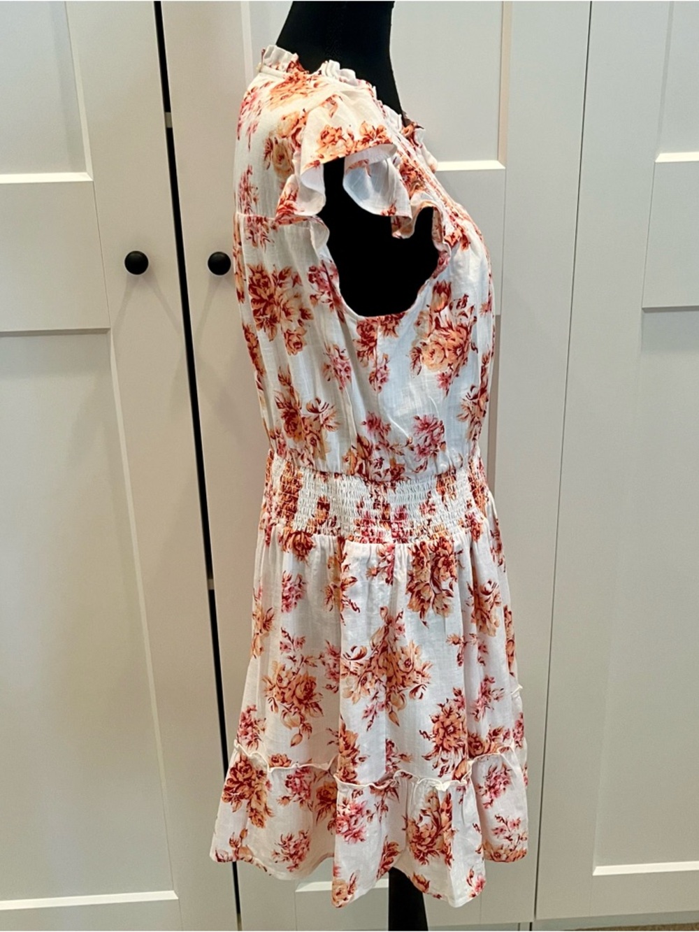 LOFT White Dress with Rust Floral Print - Picture 6 of 12